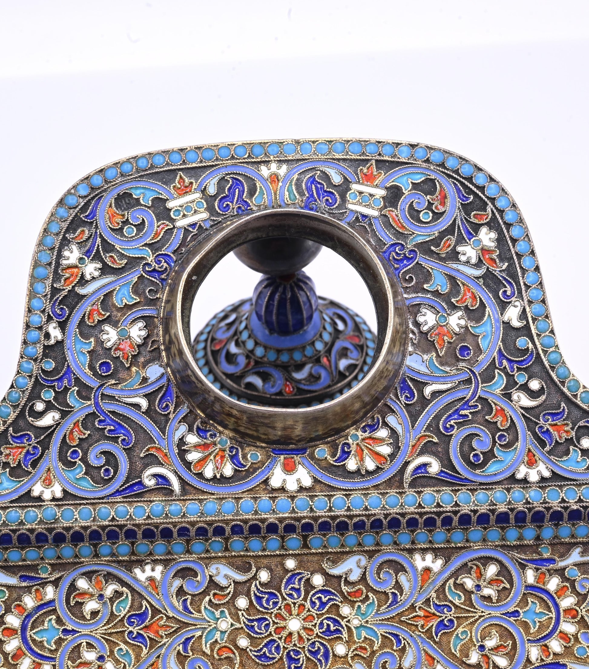 Imperial Russian Silver-Gilt and Cloisonné Enamel Inkwell