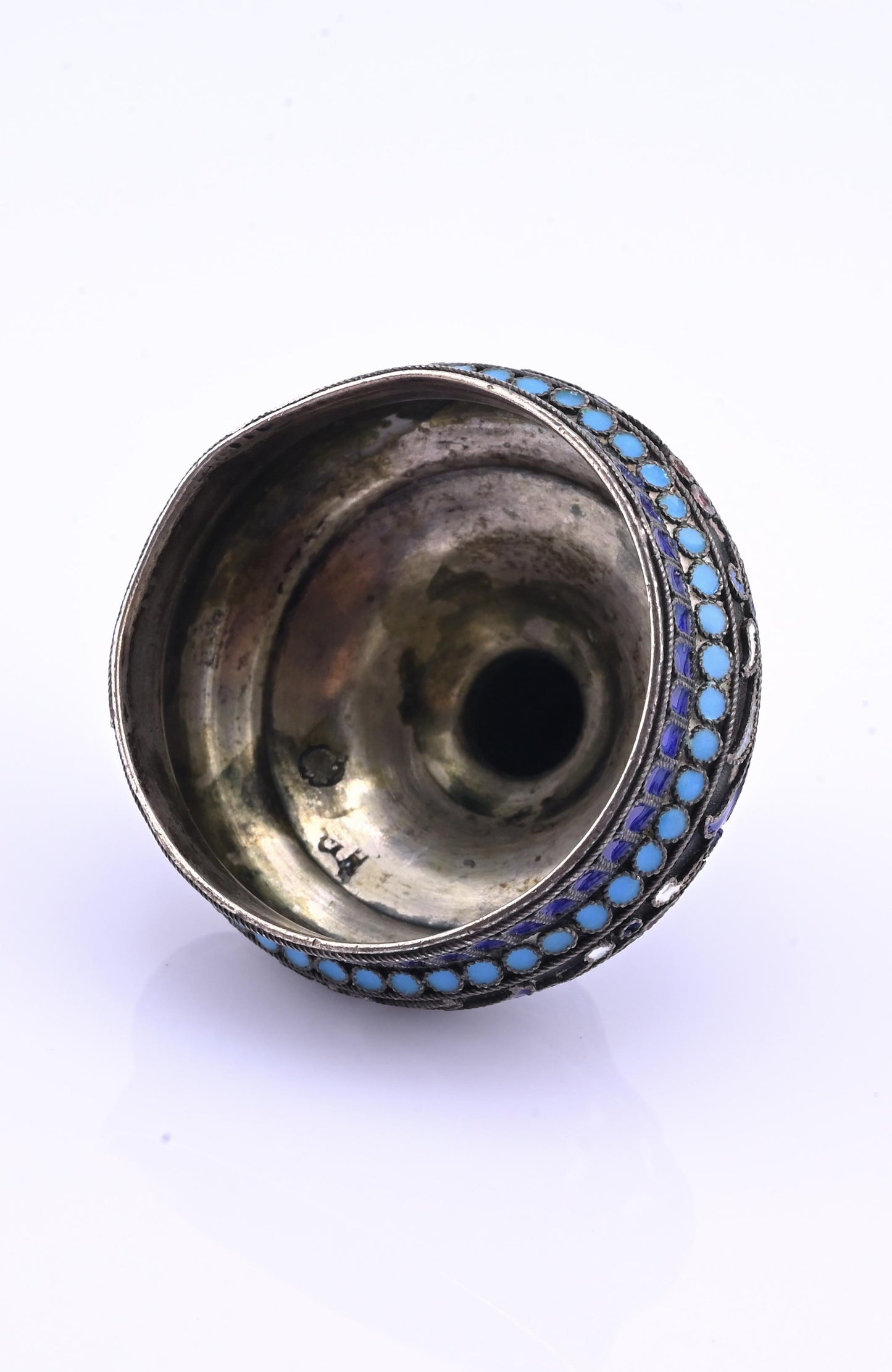 Imperial Russian Silver-Gilt and Cloisonné Enamel Inkwell