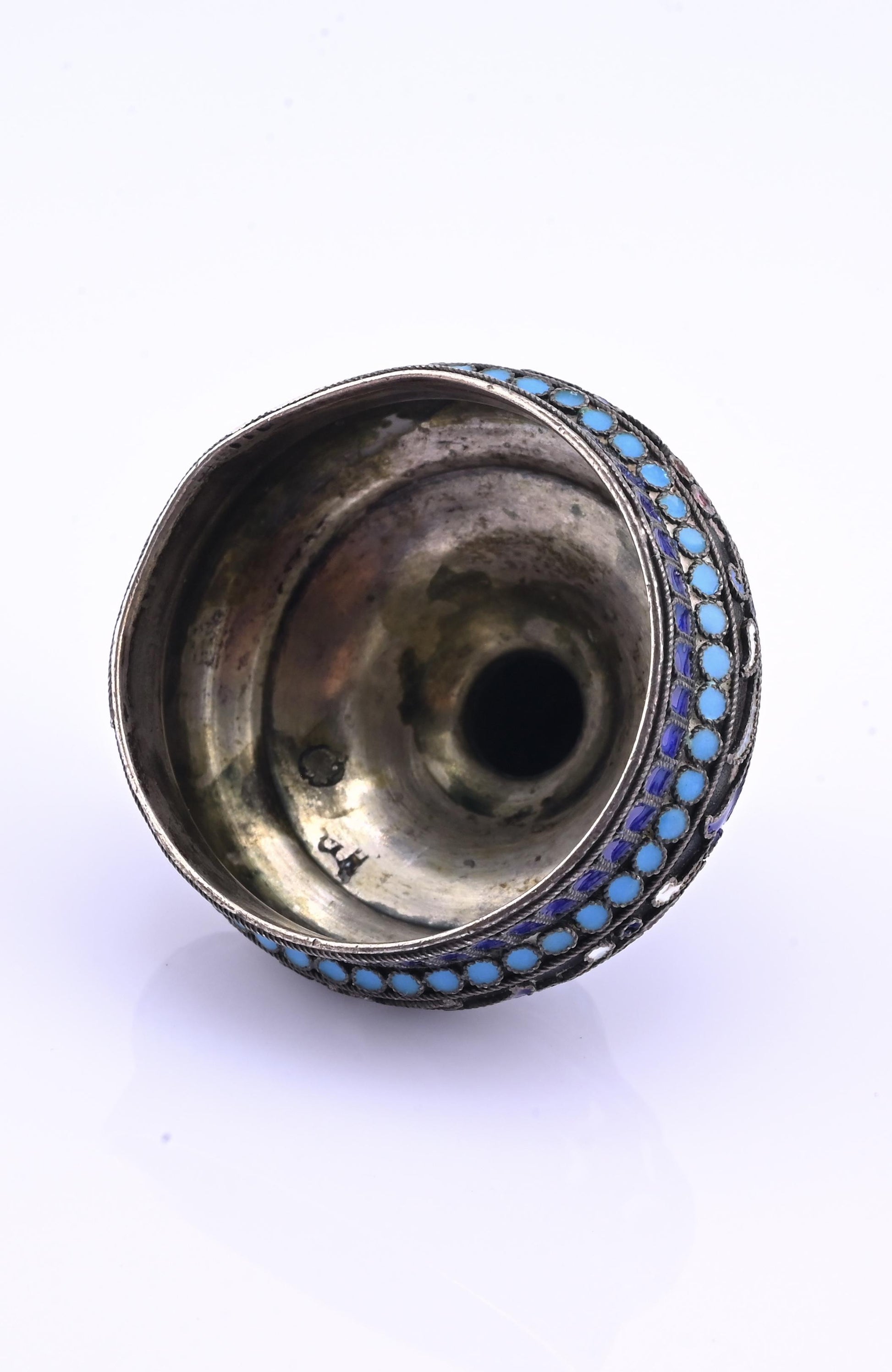 Imperial Russian Silver-Gilt and Cloisonné Enamel Inkwell