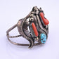 Navajo Sterling Silver, Sleeping Beauty Turquoise, and Mediterranean Coral Cuff
