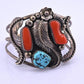Navajo Sterling Silver, Sleeping Beauty Turquoise, and Mediterranean Coral Cuff