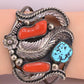 Navajo Sterling Silver, Sleeping Beauty Turquoise, and Mediterranean Coral Cuff