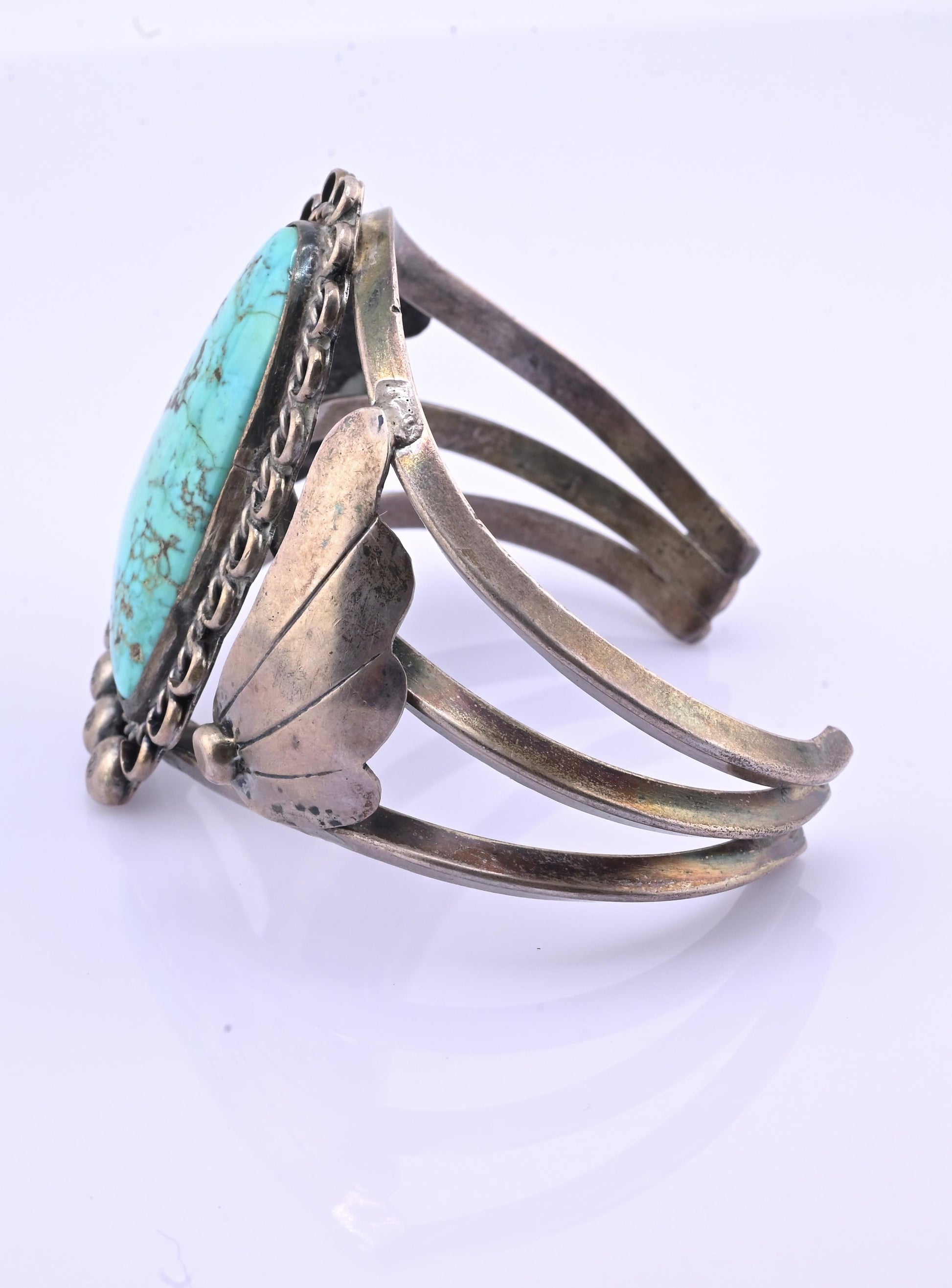Navajo Sterling Silver and Graduated Turquoise Row Cuff