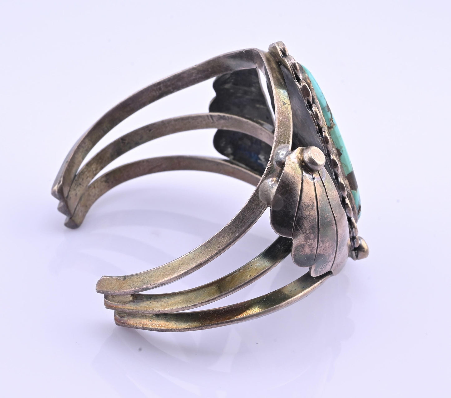 Navajo Sterling Silver and Graduated Turquoise Row Cuff
