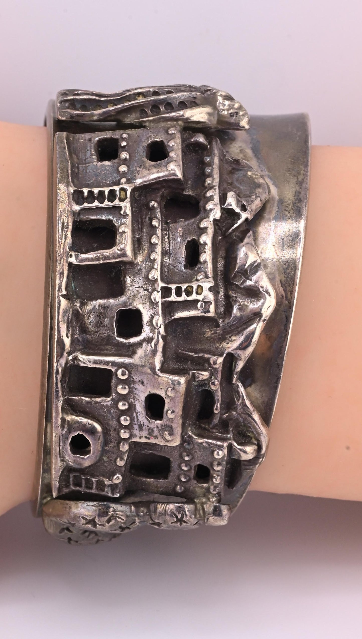 Carol Felley Sterling Silver Narrative Cuff Bracelet