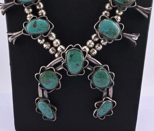High-Grade Navajo Sterling Silver and Multi-Stone Turquoise Collar Necklace