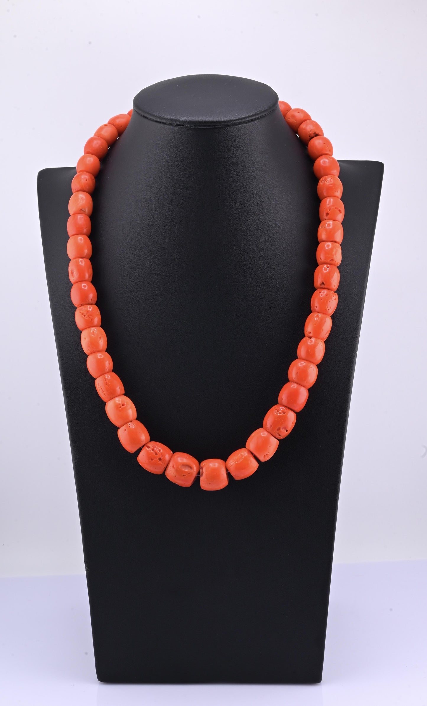 Antique Tibetan Momo Coral Graduated Bead Necklace 127 Grams