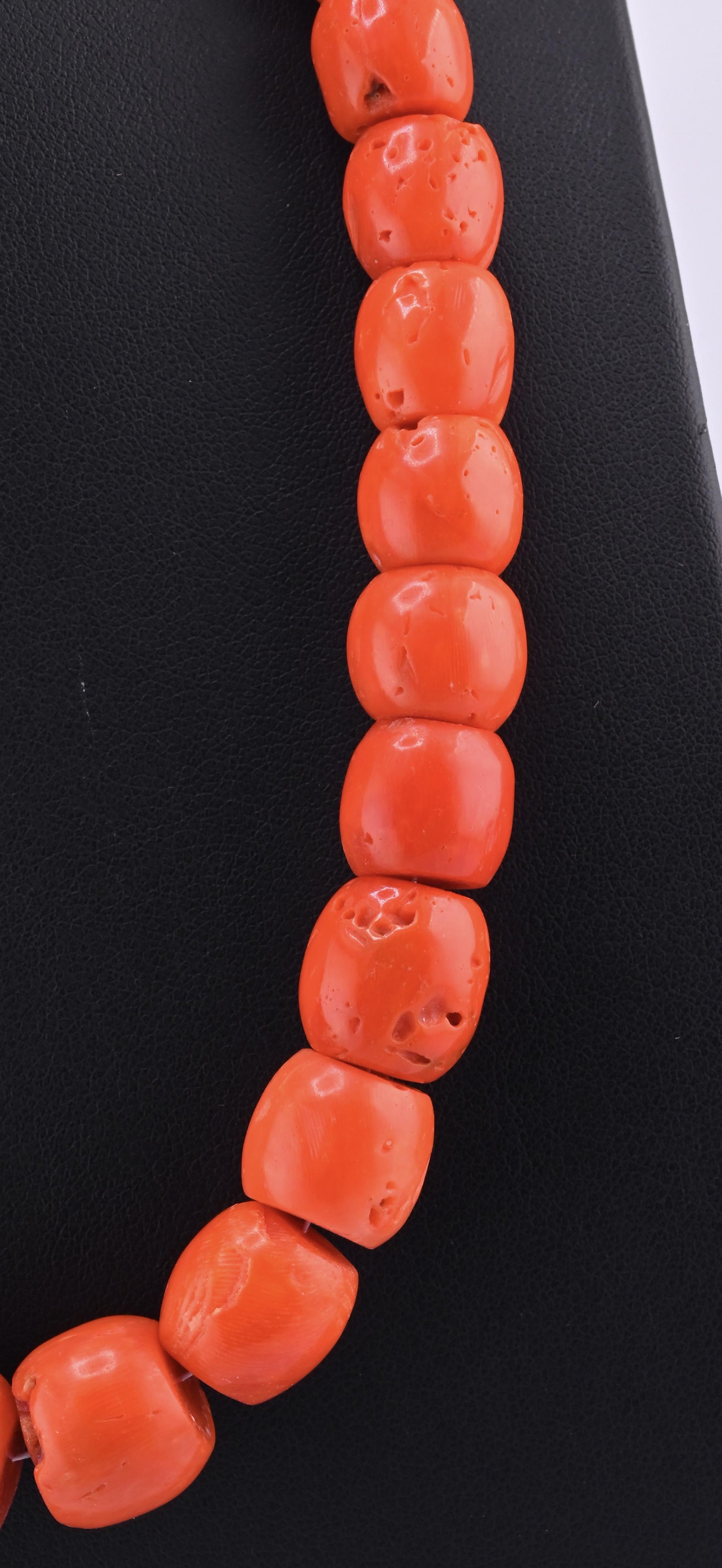 Antique Tibetan Momo Coral Graduated Bead Necklace 127 Grams