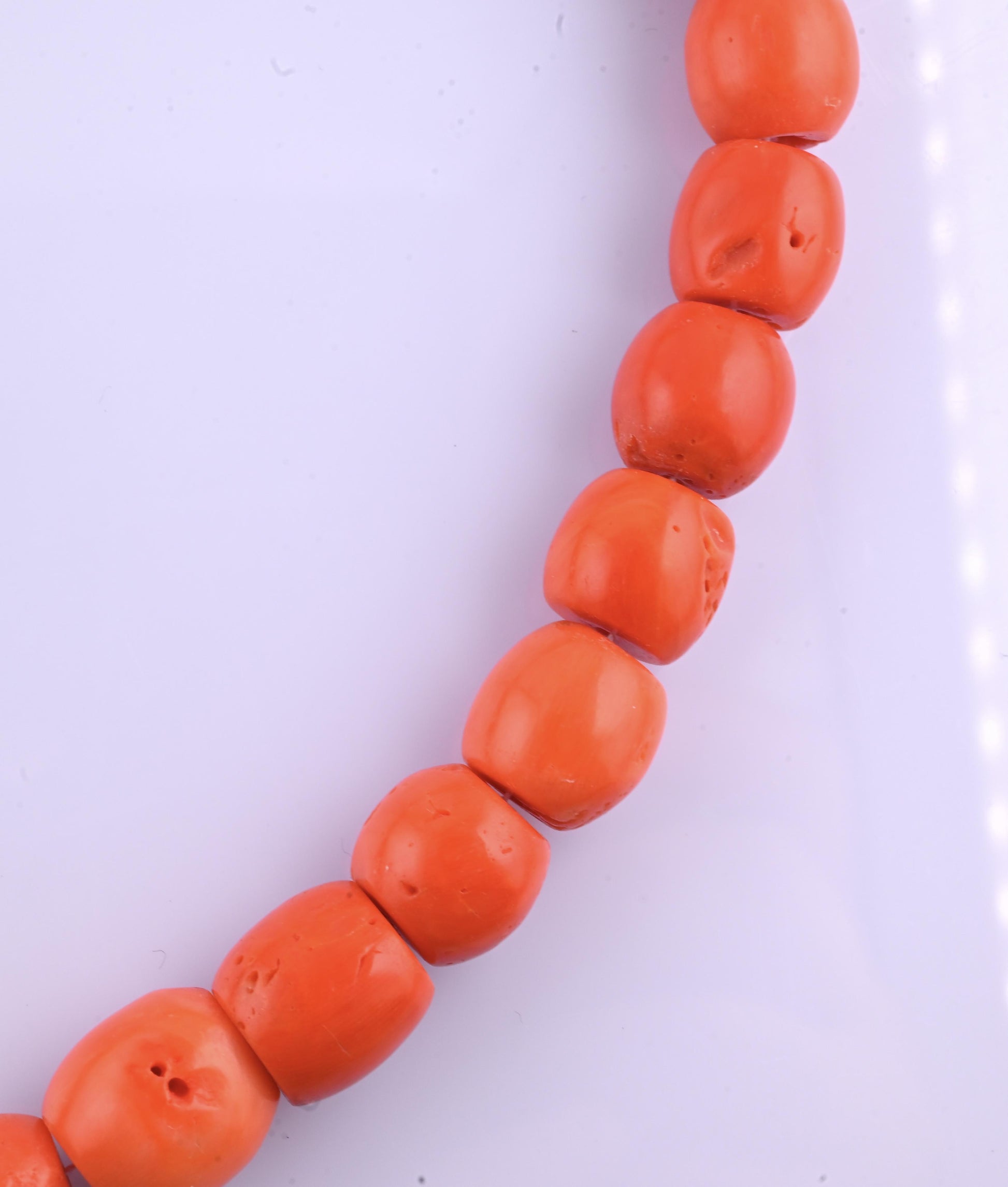 Antique Tibetan Momo Coral Graduated Bead Necklace 127 Grams