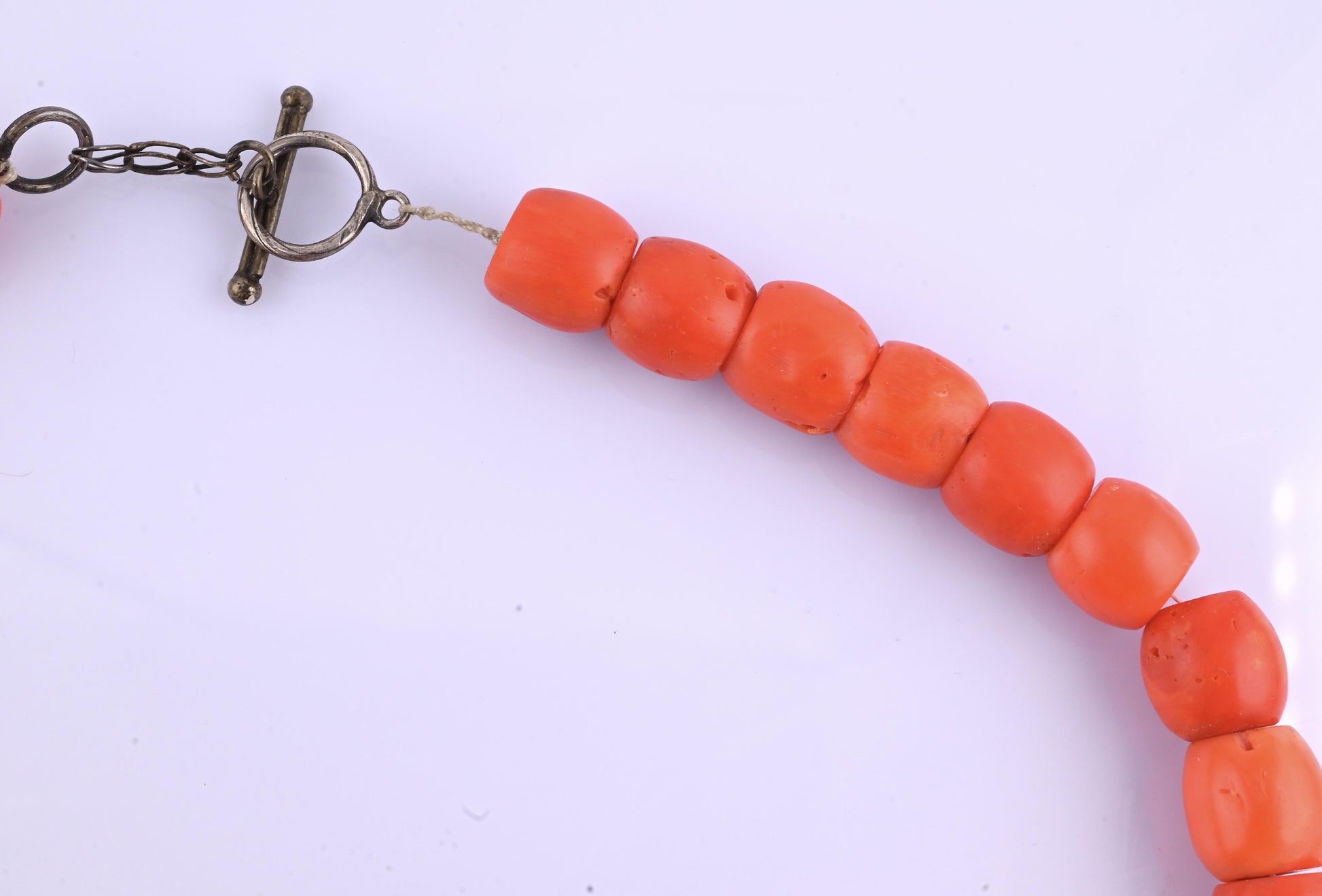Antique Tibetan Momo Coral Graduated Bead Necklace 127 Grams
