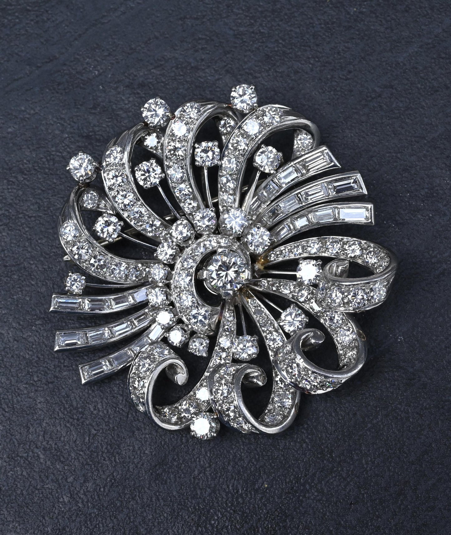 Estate Platinum & Diamond Masterpiece Brooch - 9.40 Carats - IGI Certified