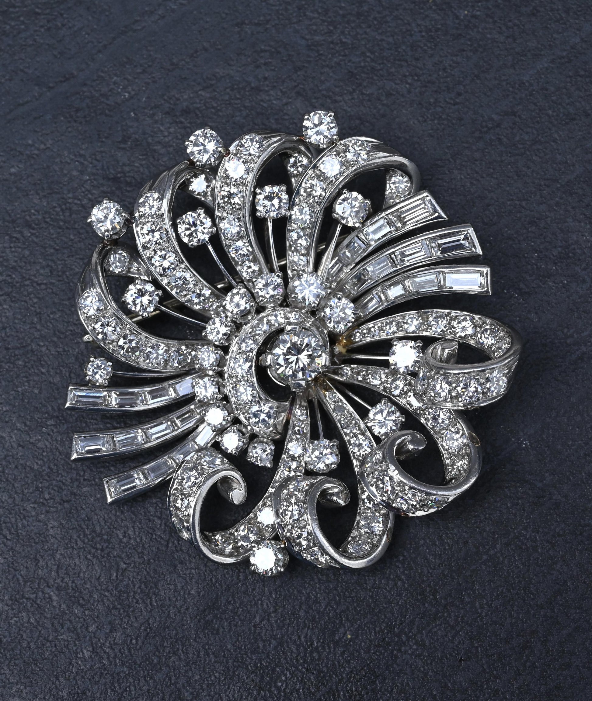 Estate Platinum & Diamond Masterpiece Brooch - 9.40 Carats - IGI Certified