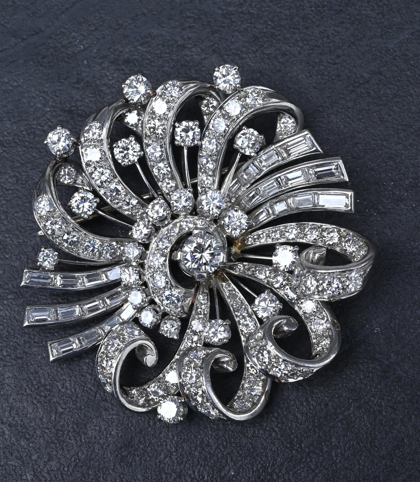 Estate Platinum & Diamond Masterpiece Brooch - 9.40 Carats - IGI Certified