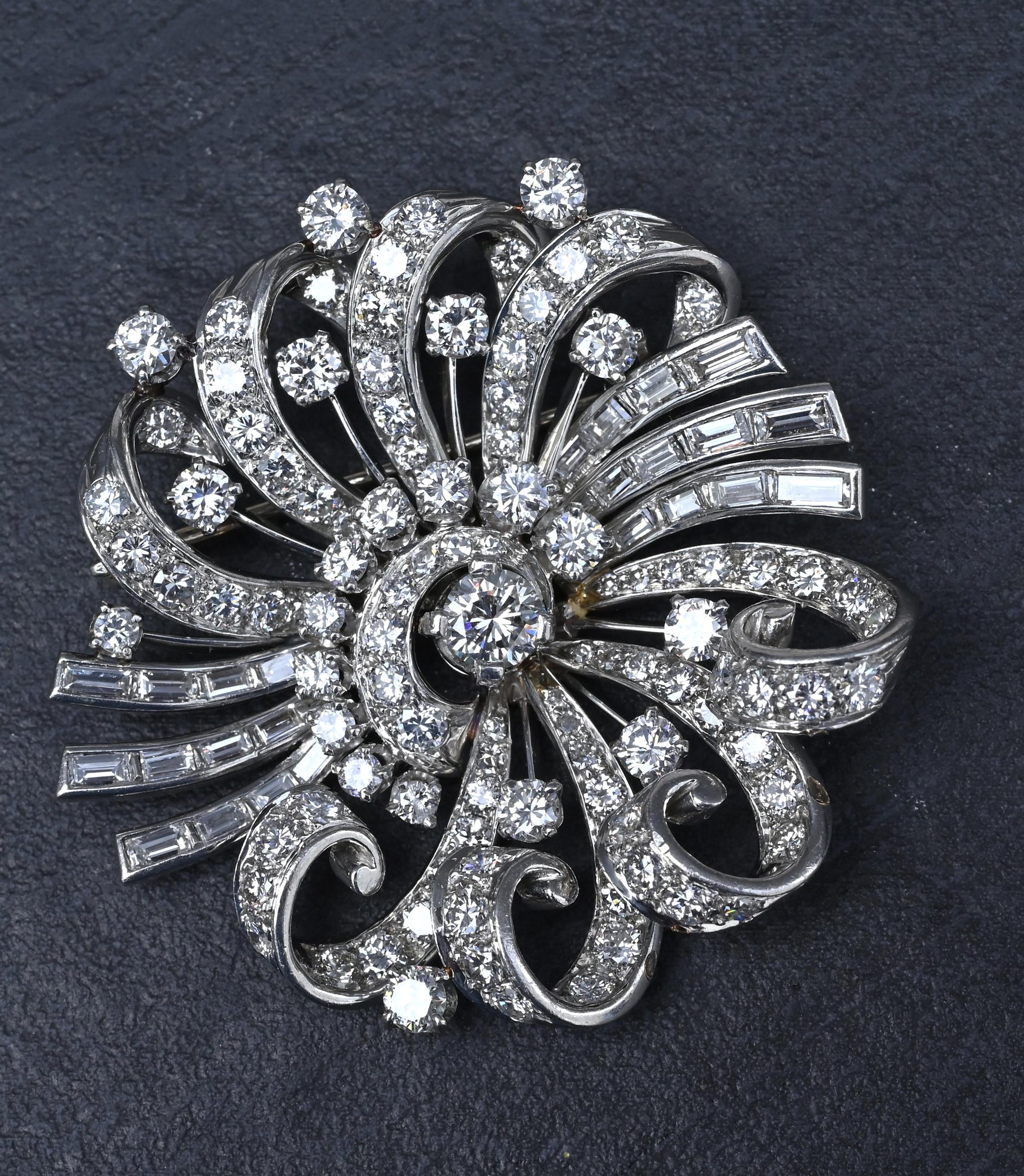 Estate Platinum & Diamond Masterpiece Brooch - 9.40 Carats - IGI Certified
