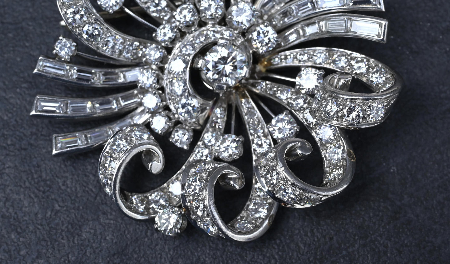 Estate Platinum & Diamond Masterpiece Brooch - 9.40 Carats - IGI Certified