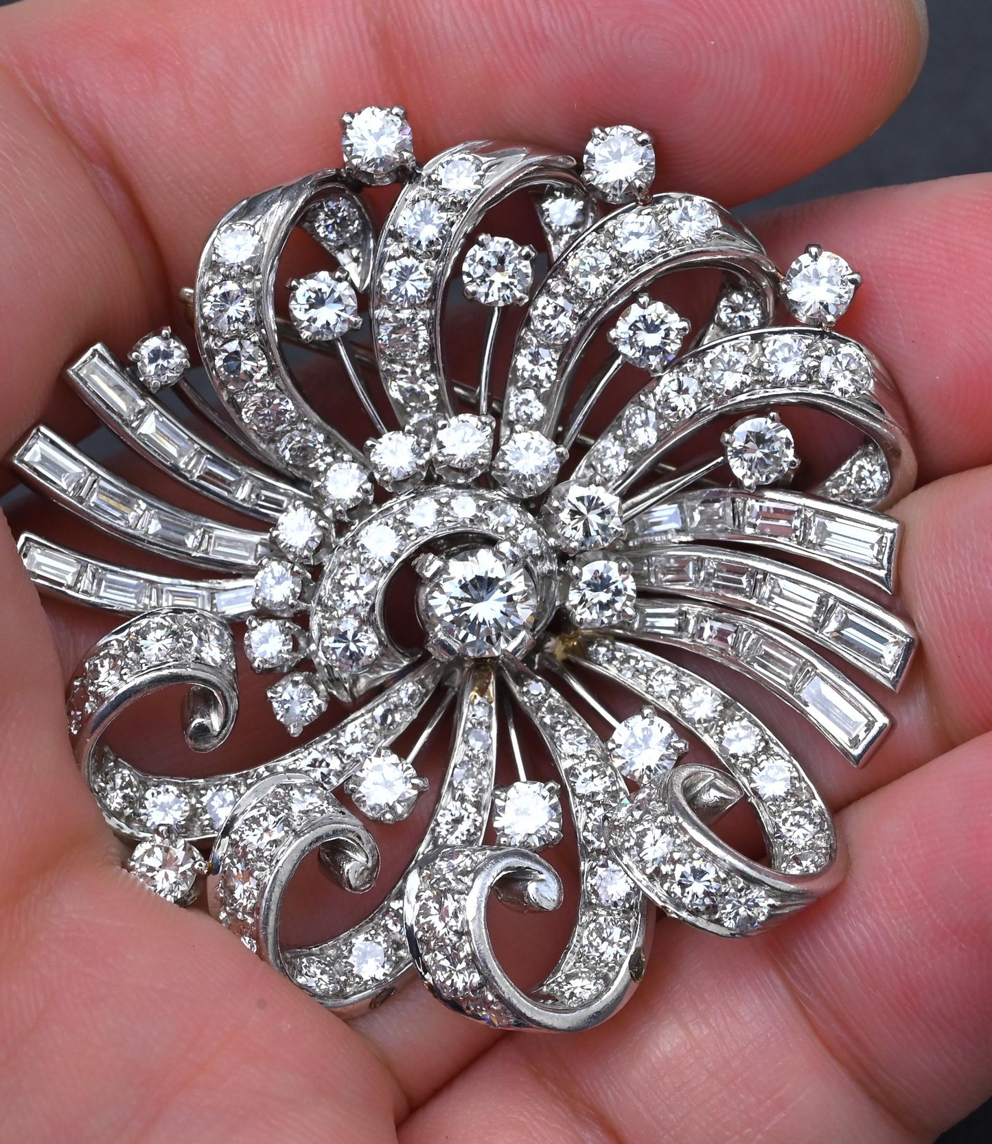 Estate Platinum & Diamond Masterpiece Brooch - 9.40 Carats - IGI Certified