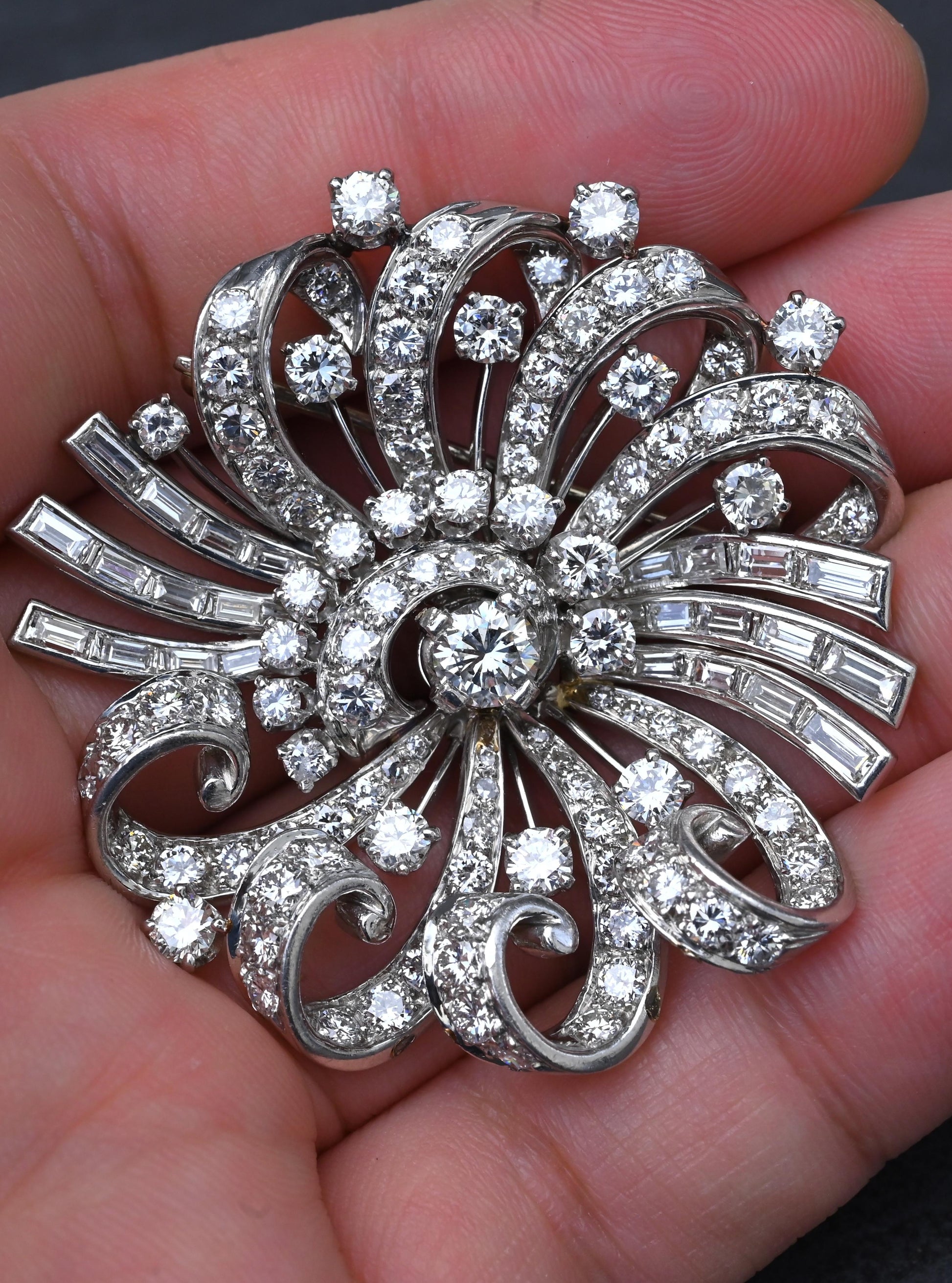 Estate Platinum & Diamond Masterpiece Brooch - 9.40 Carats - IGI Certified