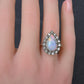 Vintage 14k White Gold Pear Opal & Diamond Halo Cocktail Ring Size 9