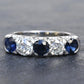 Antique Art Deco 2.31ctw Diamond & Sapphire 14k White Gold Wedding Band