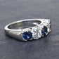Antique Art Deco 2.31ctw Diamond & Sapphire 14k White Gold Wedding Band