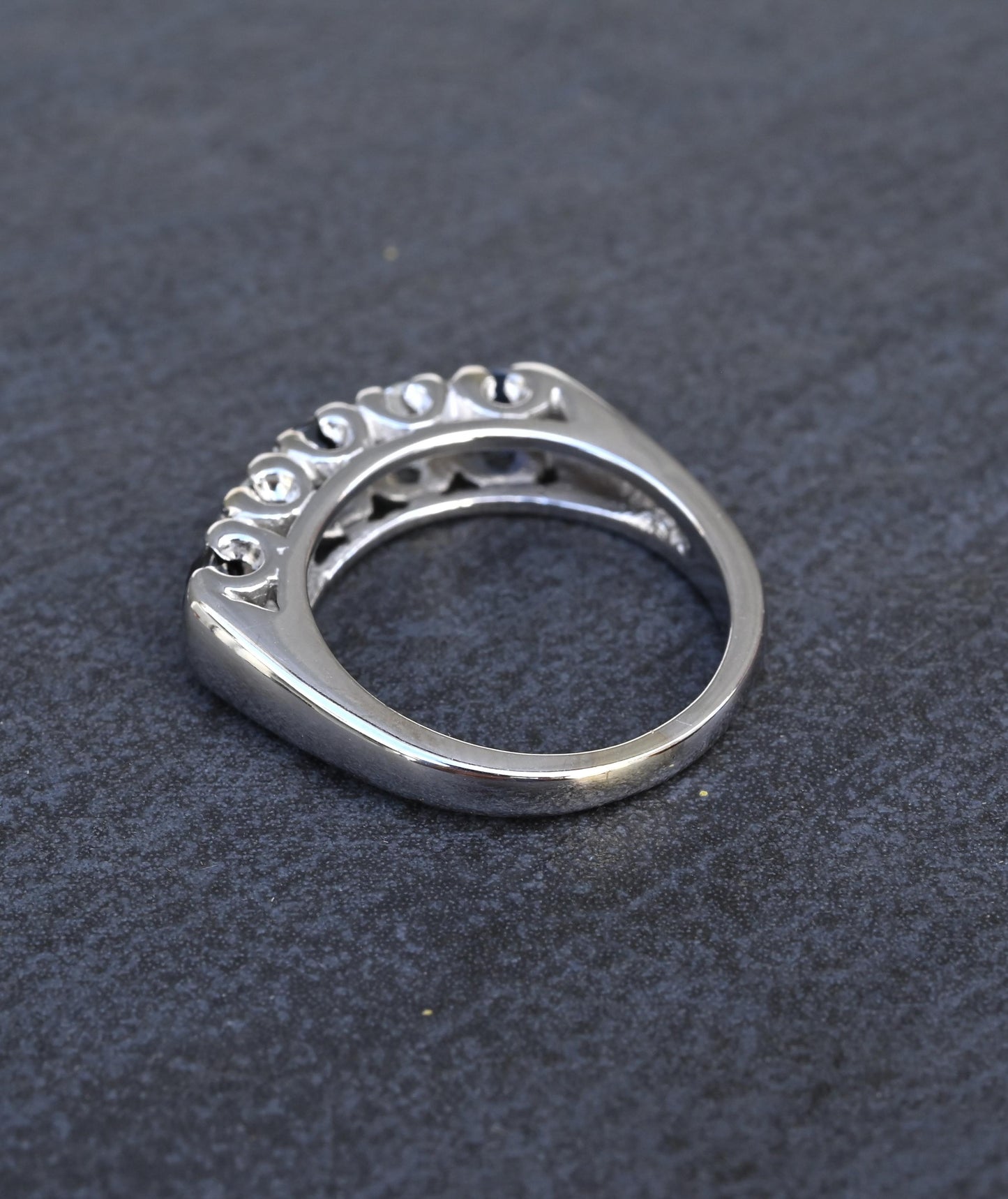 Antique Art Deco 2.31ctw Diamond & Sapphire 14k White Gold Wedding Band