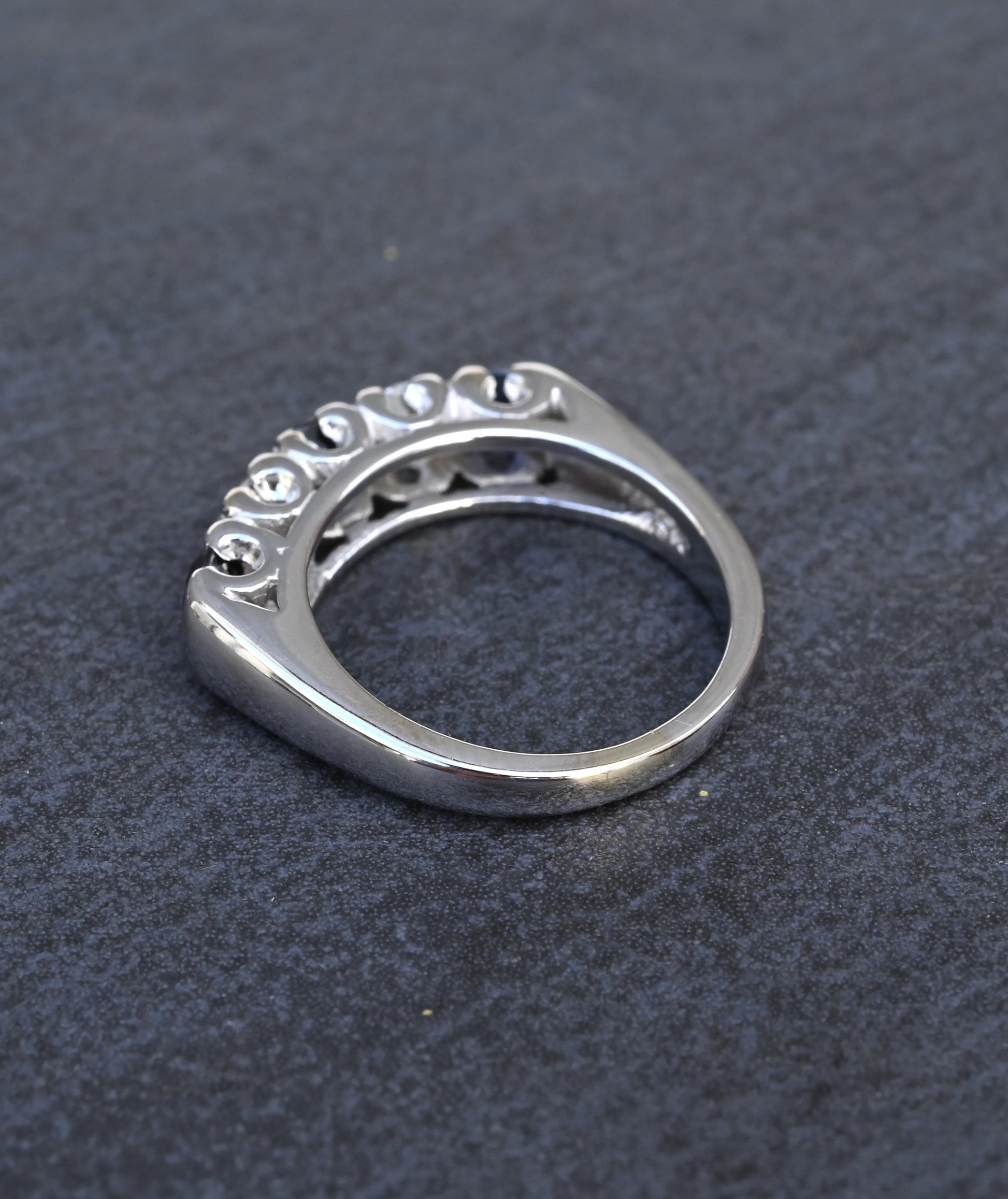 Antique Art Deco 2.31ctw Diamond & Sapphire 14k White Gold Wedding Band