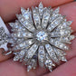 IGI Certified 3.22ctw Natural Diamond Platinum Art Deco Sunburst Pendant Brooch