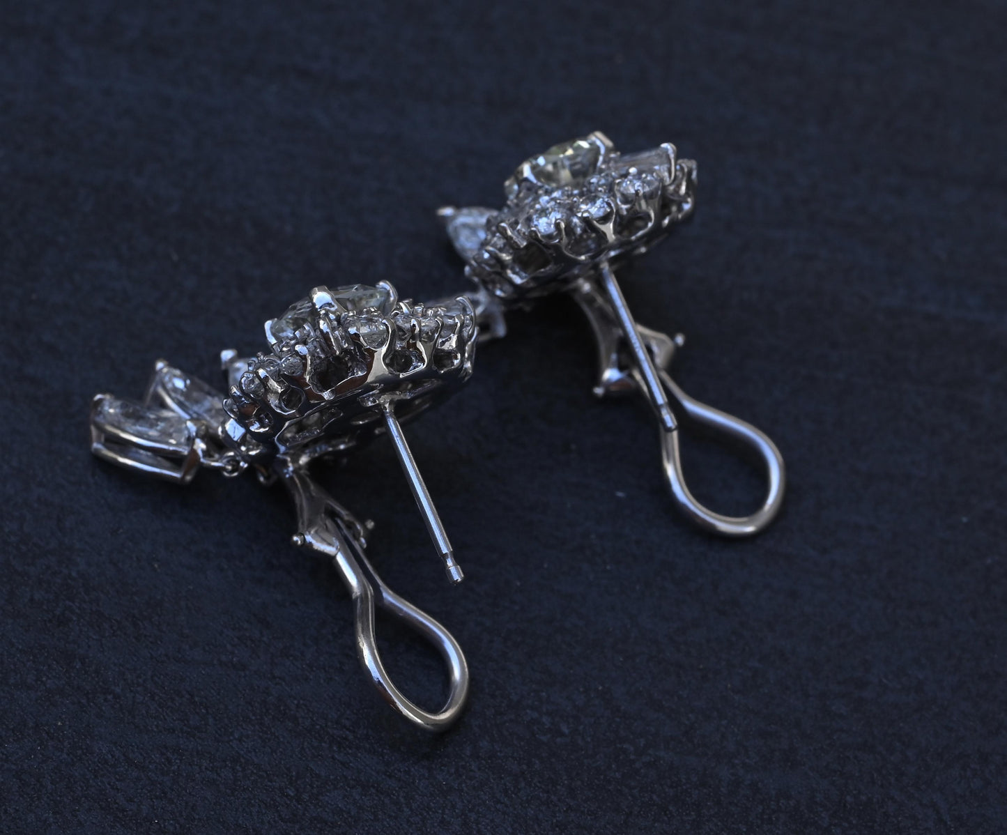 Gorgeous Diamond Dangle Earrings 14k White Gold GIA & IGI Certified 7.50 Carats