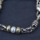 David Yurman 14k Gold & Sterling Silver Wheat Chain Pearl Bracelet 7.75"
