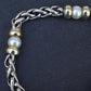 David Yurman 14k Gold & Sterling Silver Wheat Chain Pearl Bracelet 7.75"