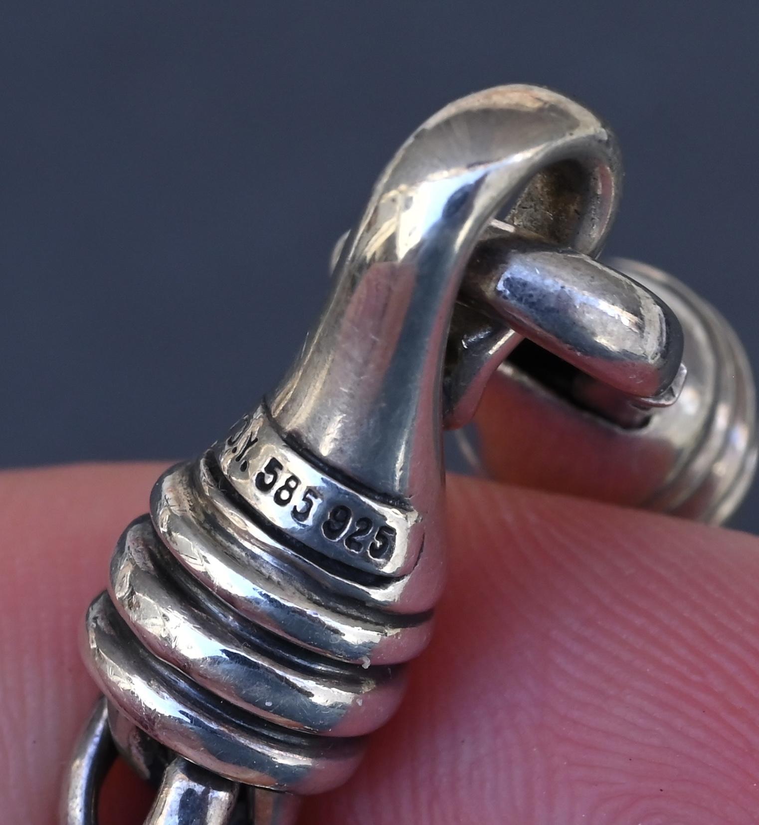 David Yurman 14k Gold & Sterling Silver Wheat Chain Pearl Bracelet 7.75"