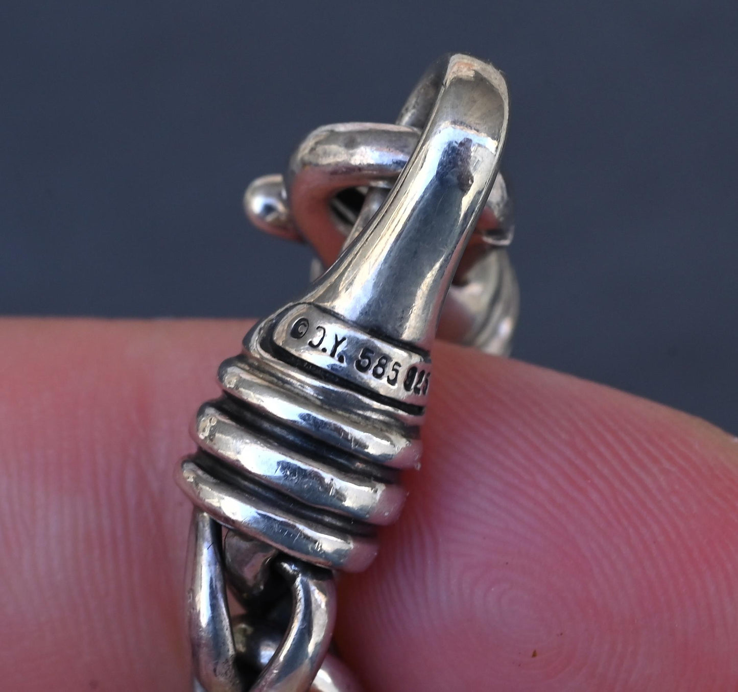 David Yurman 14k Gold & Sterling Silver Wheat Chain Pearl Bracelet 7.75"