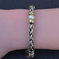 David Yurman 14k Gold & Sterling Silver Wheat Chain Pearl Bracelet 7.75"