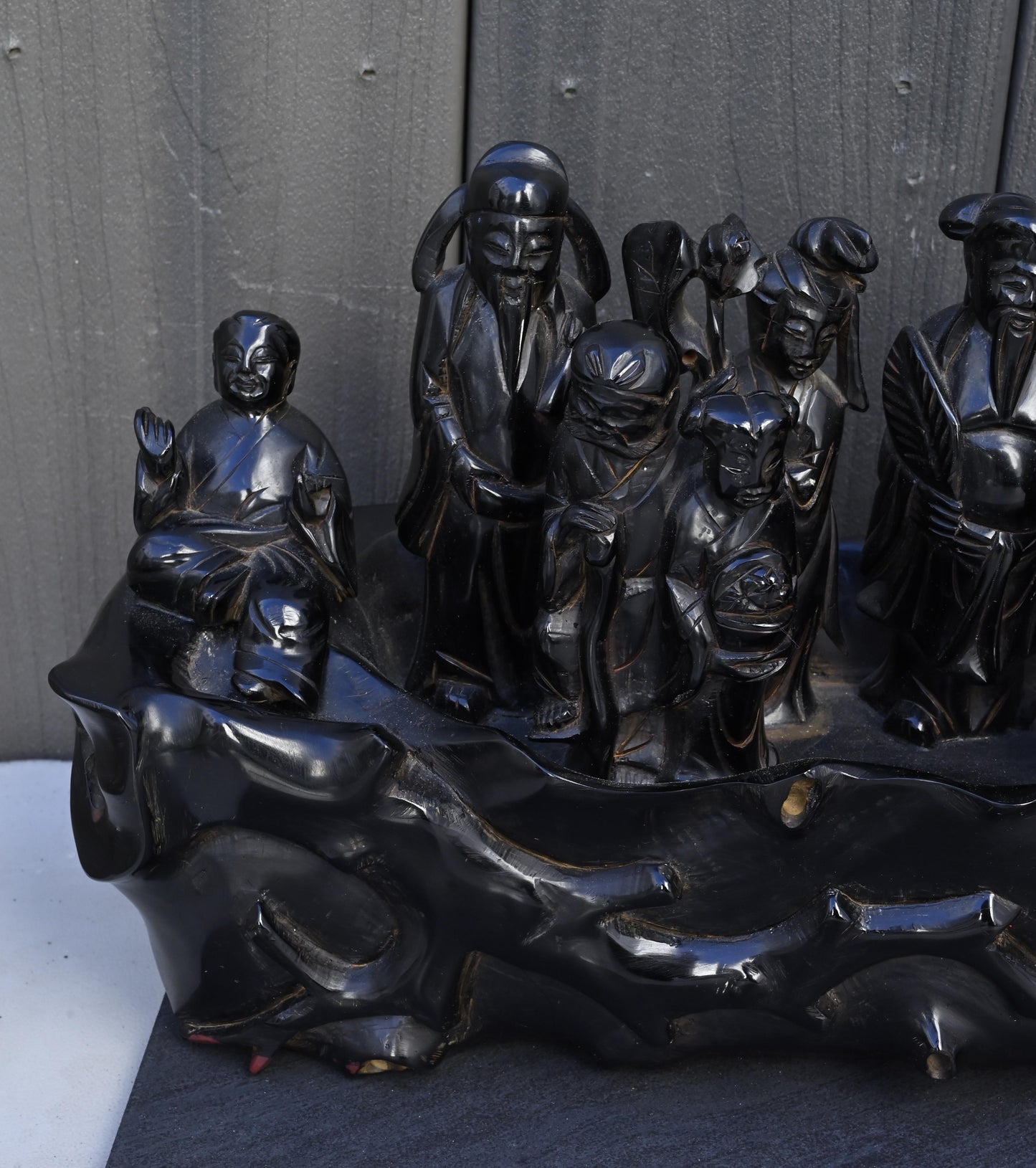 Massive Chinese Carved "Cherry Amber" Bakelite Immortal Scene 7600 Grams!