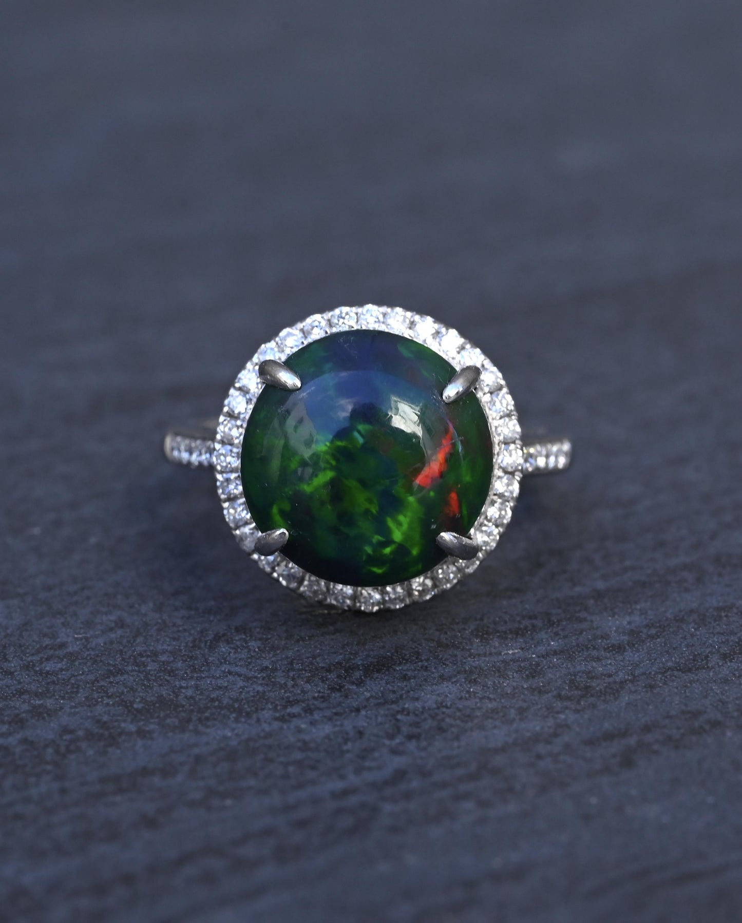 Investment GIA 4.75ct Black Opal Diamond Halo Ring - .900 Platinum - Rare