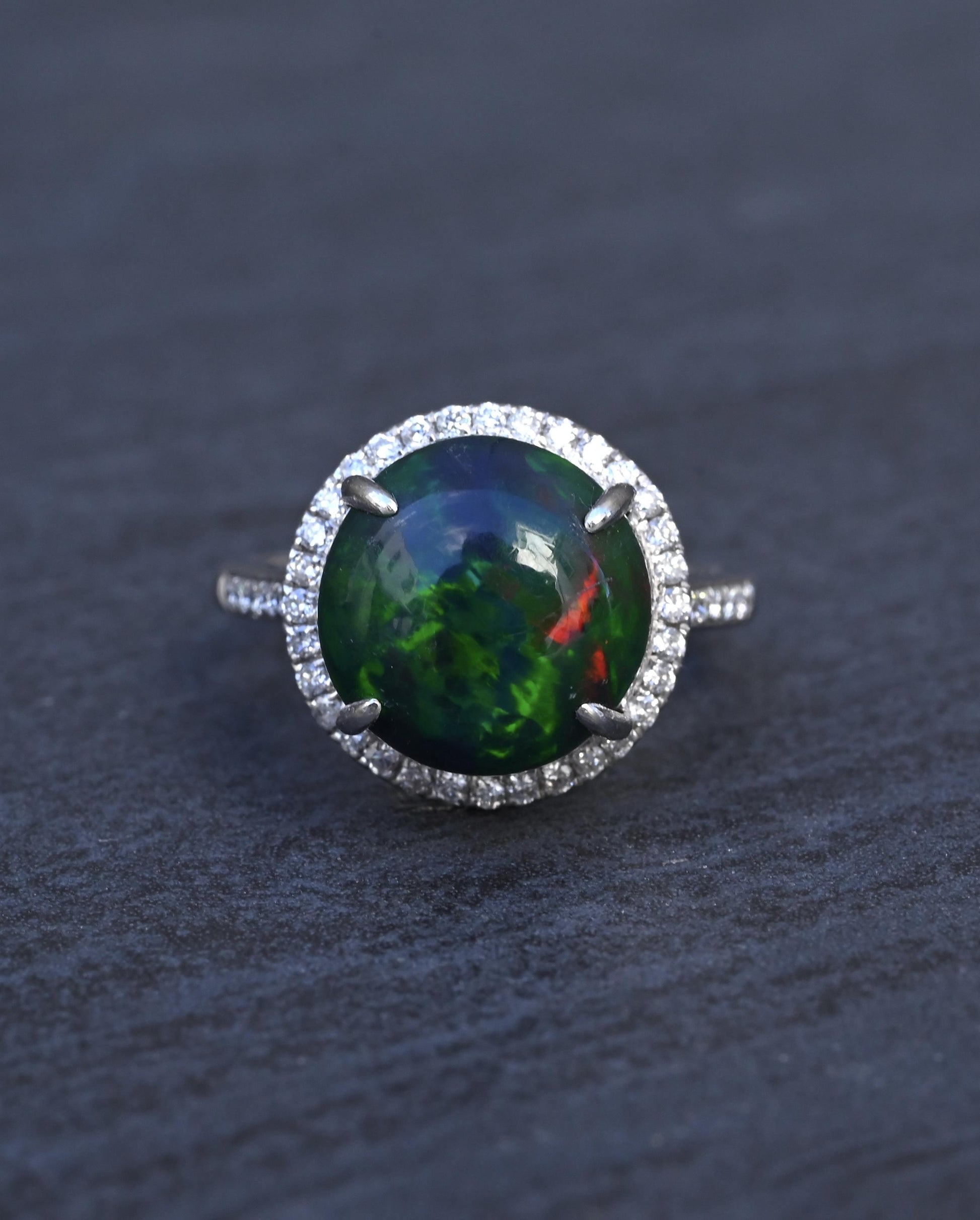 Investment GIA 4.75ct Black Opal Diamond Halo Ring - .900 Platinum - Rare