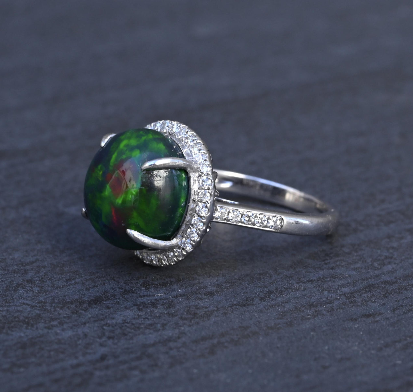 Investment GIA 4.75ct Black Opal Diamond Halo Ring - .900 Platinum - Rare