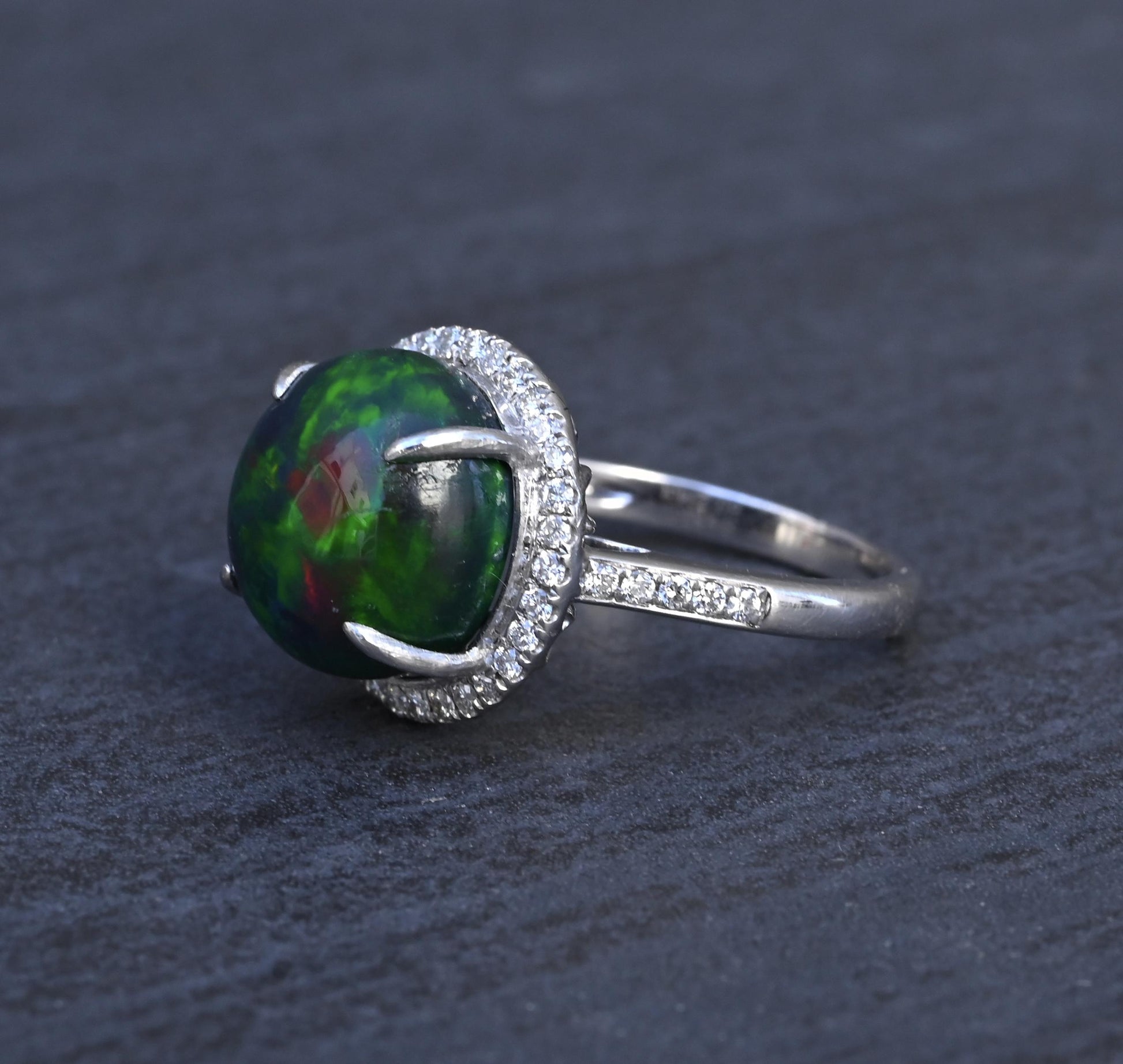 Investment GIA 4.75ct Black Opal Diamond Halo Ring - .900 Platinum - Rare