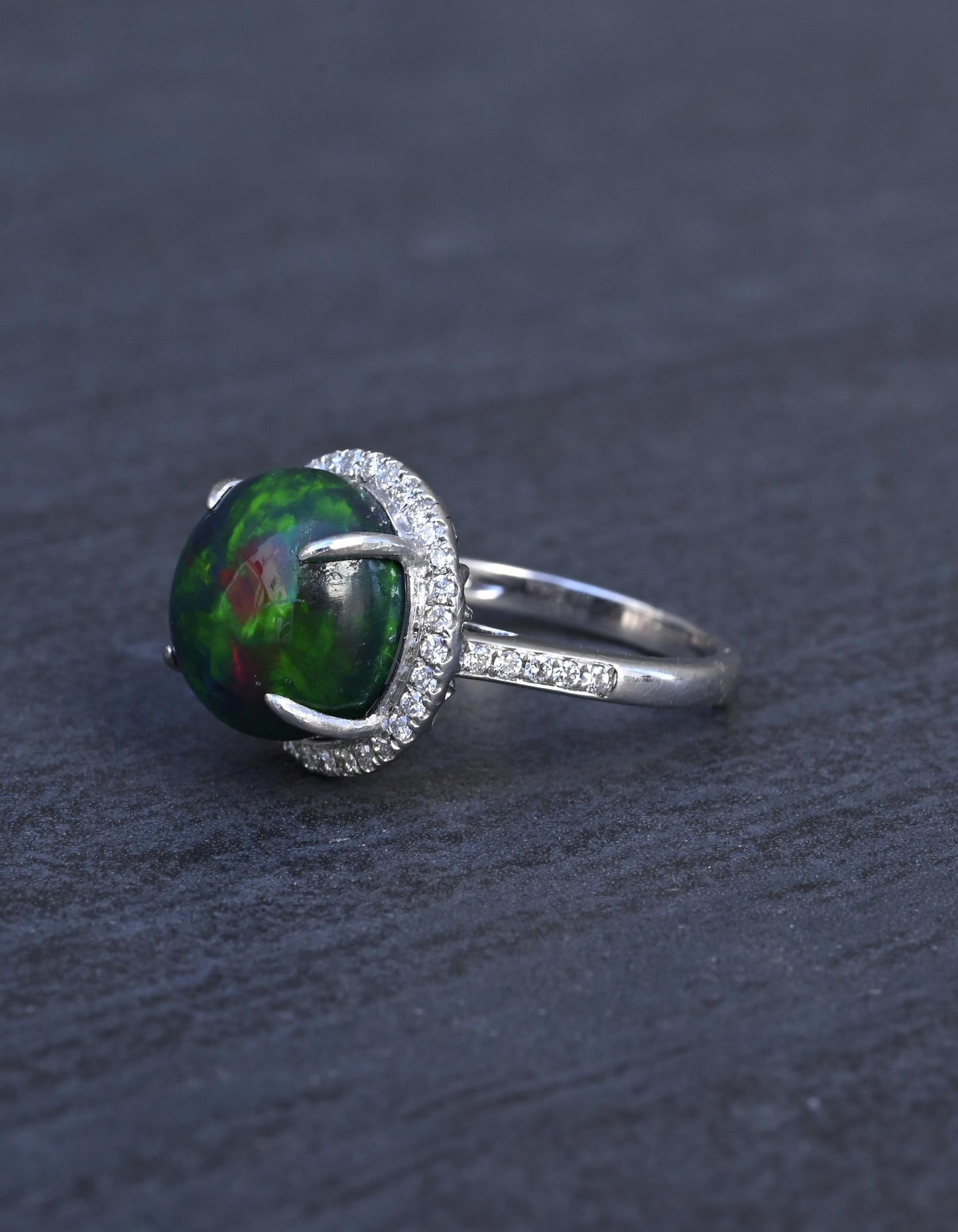 Investment GIA 4.75ct Black Opal Diamond Halo Ring - .900 Platinum - Rare