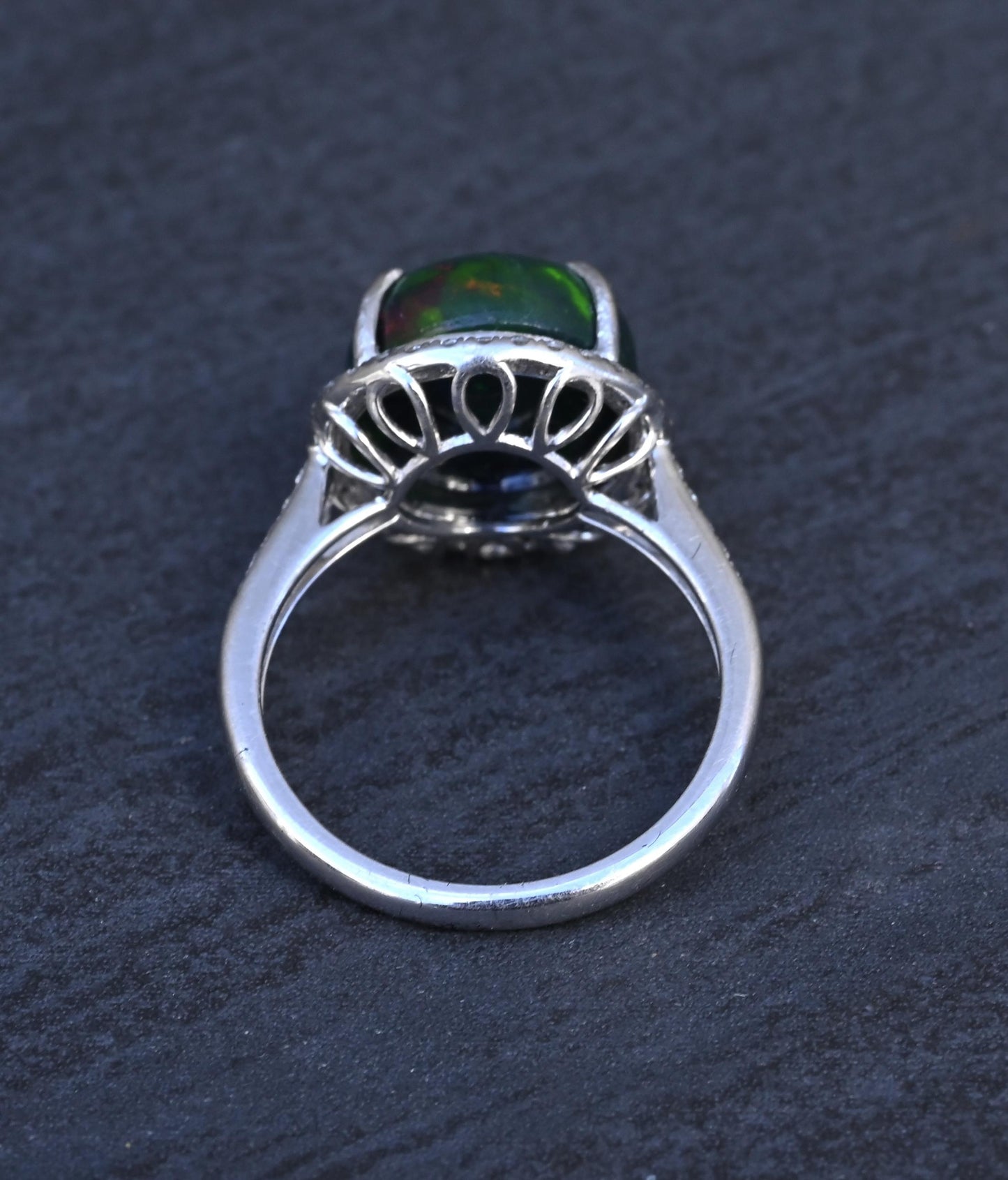 Investment GIA 4.75ct Black Opal Diamond Halo Ring - .900 Platinum - Rare