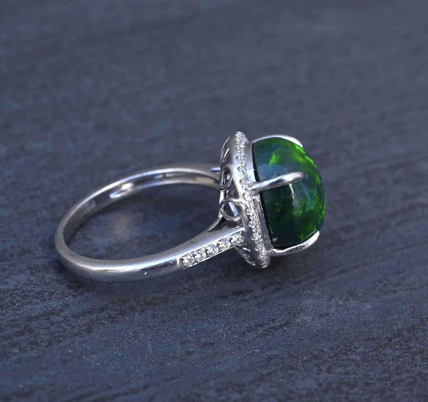 Investment GIA 4.75ct Black Opal Diamond Halo Ring - .900 Platinum - Rare