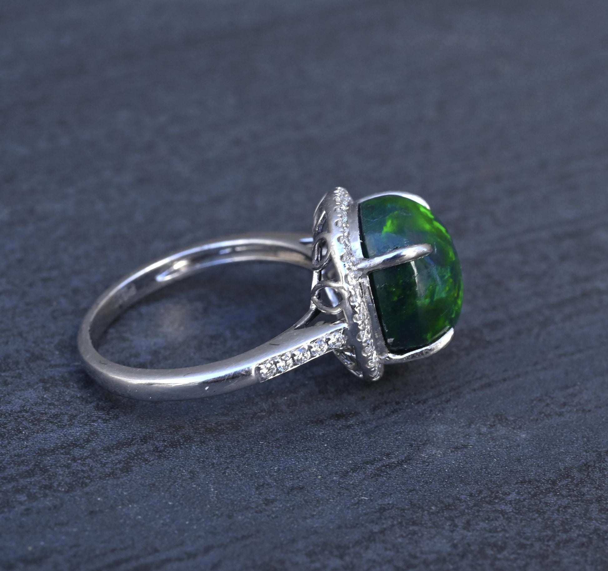 Investment GIA 4.75ct Black Opal Diamond Halo Ring - .900 Platinum - Rare