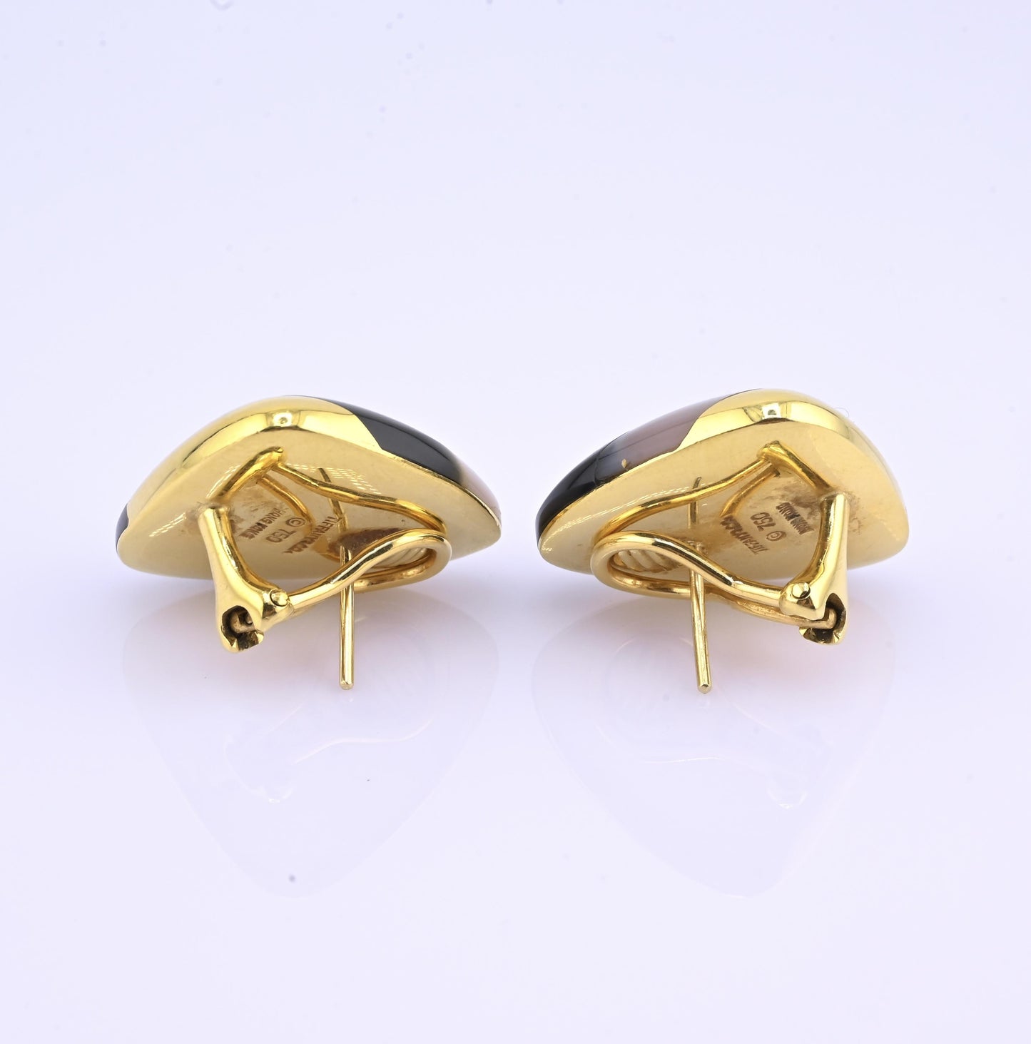 Tiffany & Co. 18k Gold Mother of Pearl & Onyx Clip-On Earrings