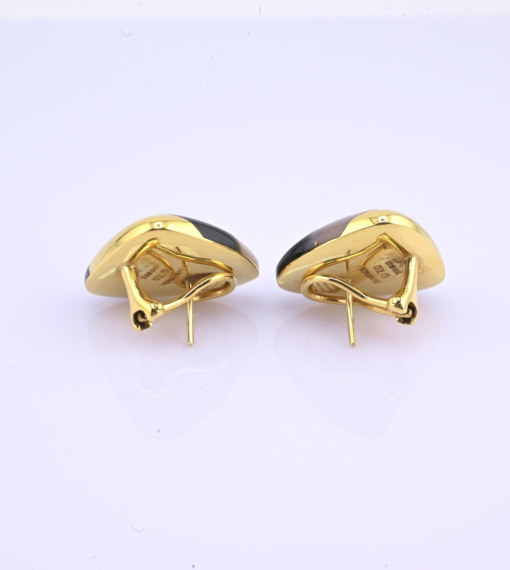 Tiffany & Co. 18k Gold Mother of Pearl & Onyx Clip-On Earrings