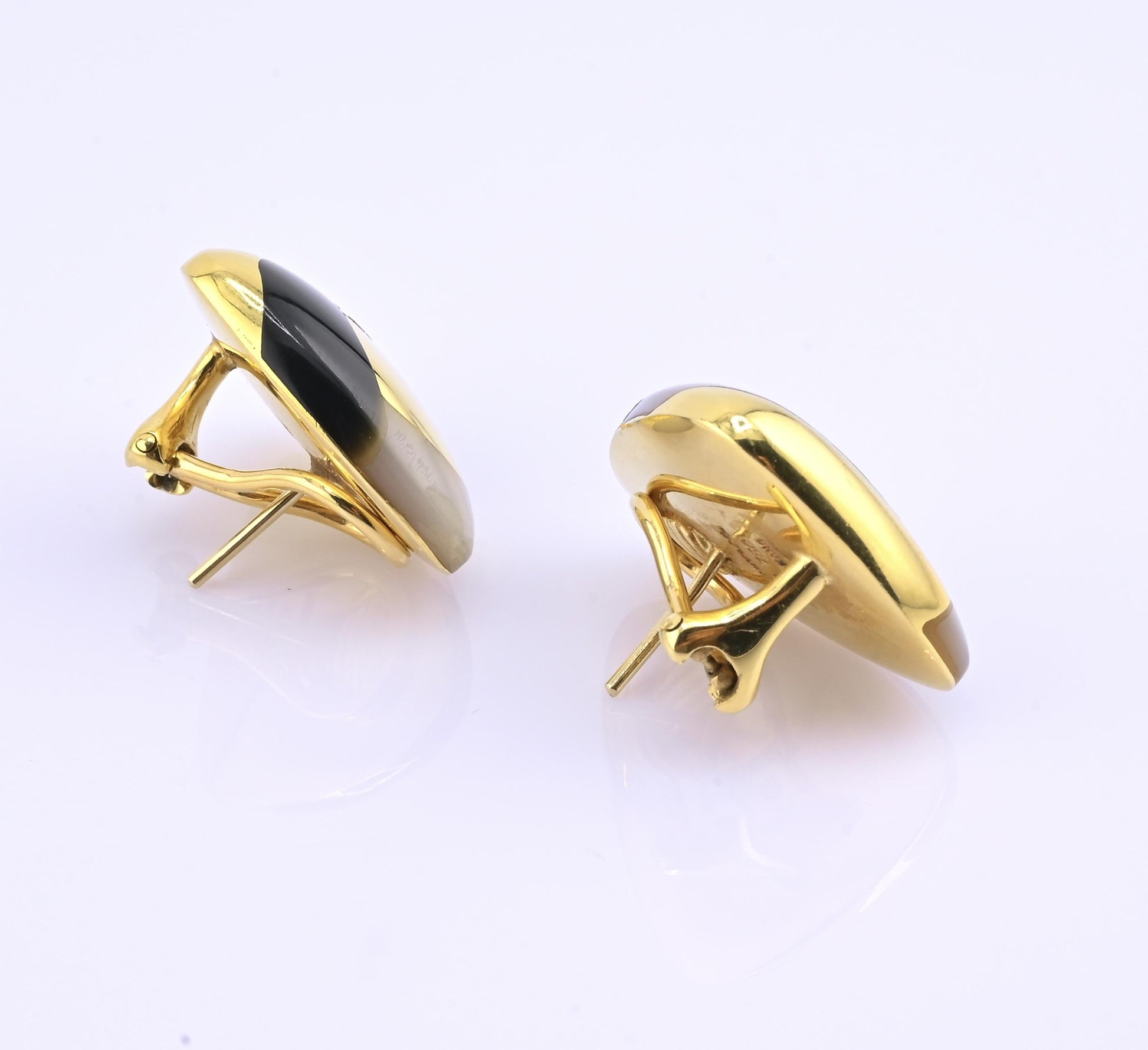 Tiffany & Co. 18k Gold Mother of Pearl & Onyx Clip-On Earrings