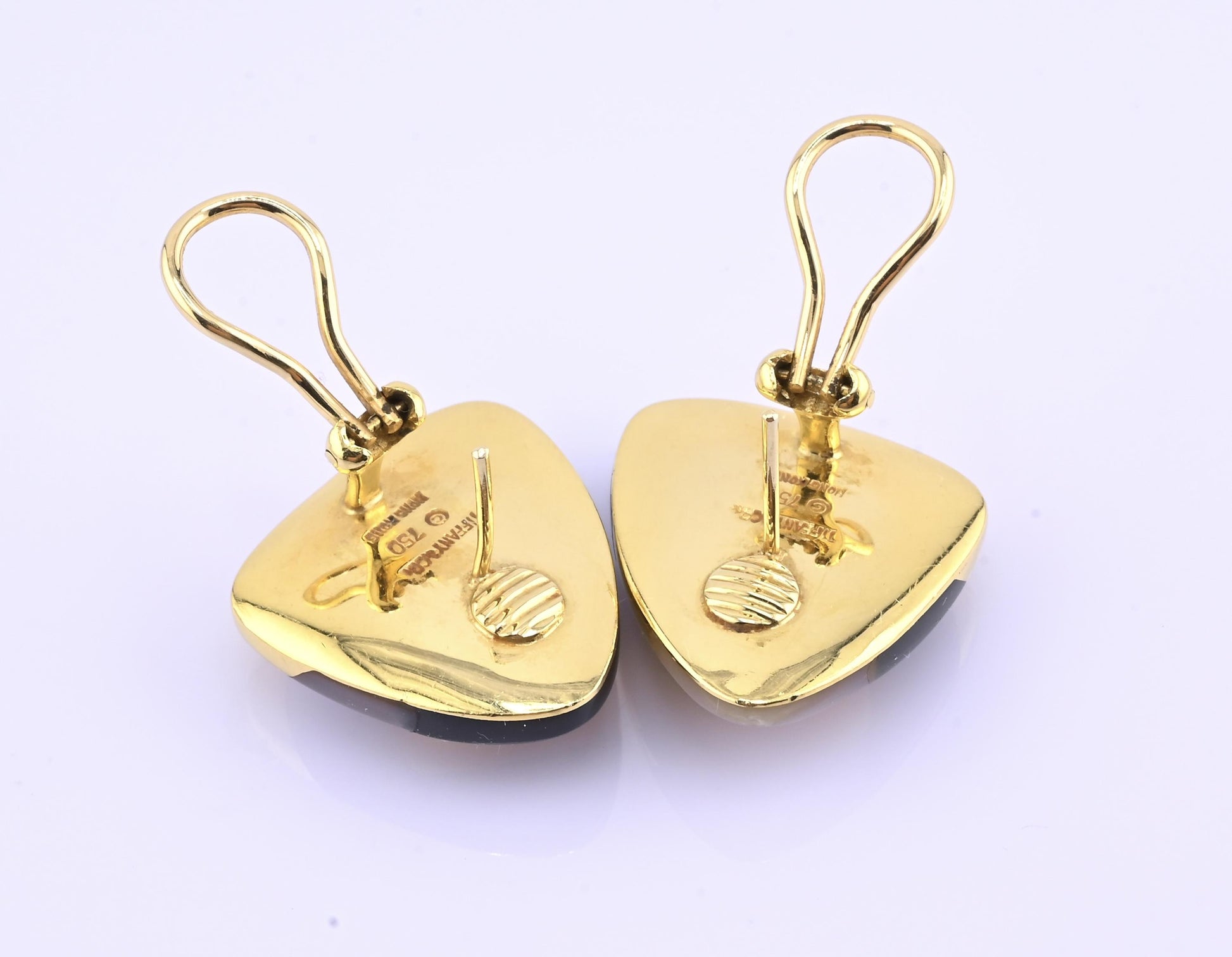 Tiffany & Co. 18k Gold Mother of Pearl & Onyx Clip-On Earrings