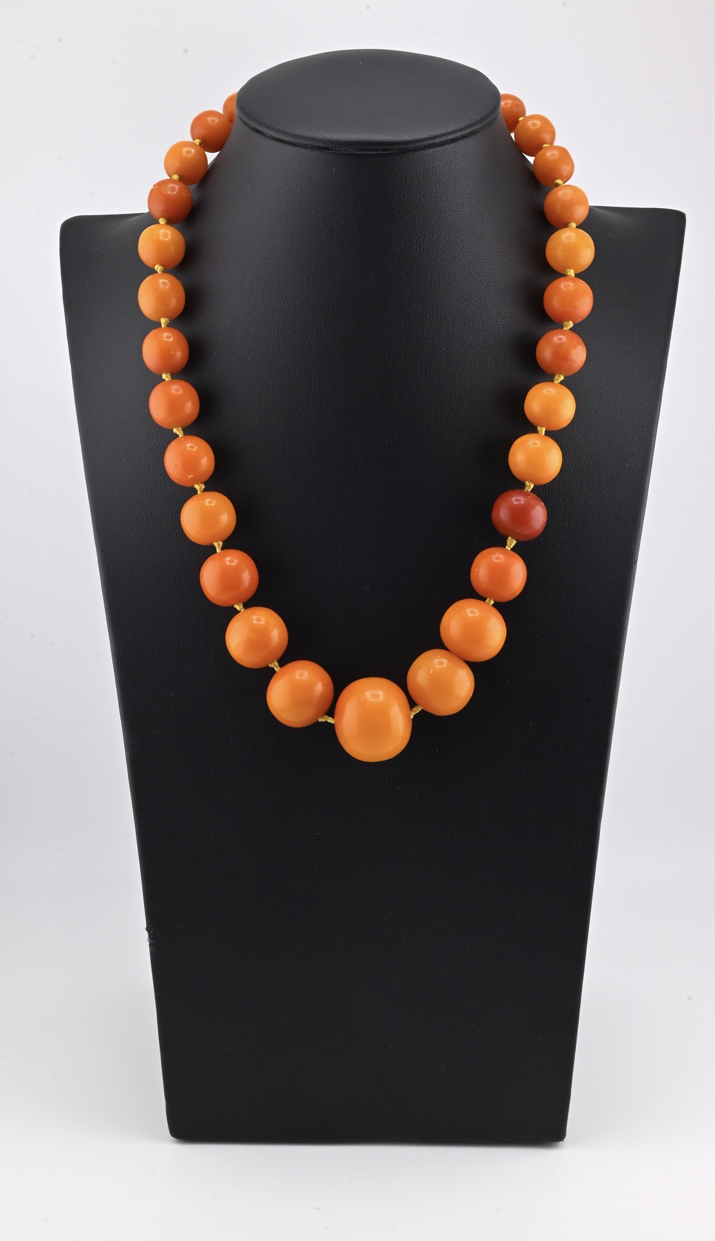 Antique Baltic Butterscotch Amber Graduated Bead Necklace - 48.53g - 19"