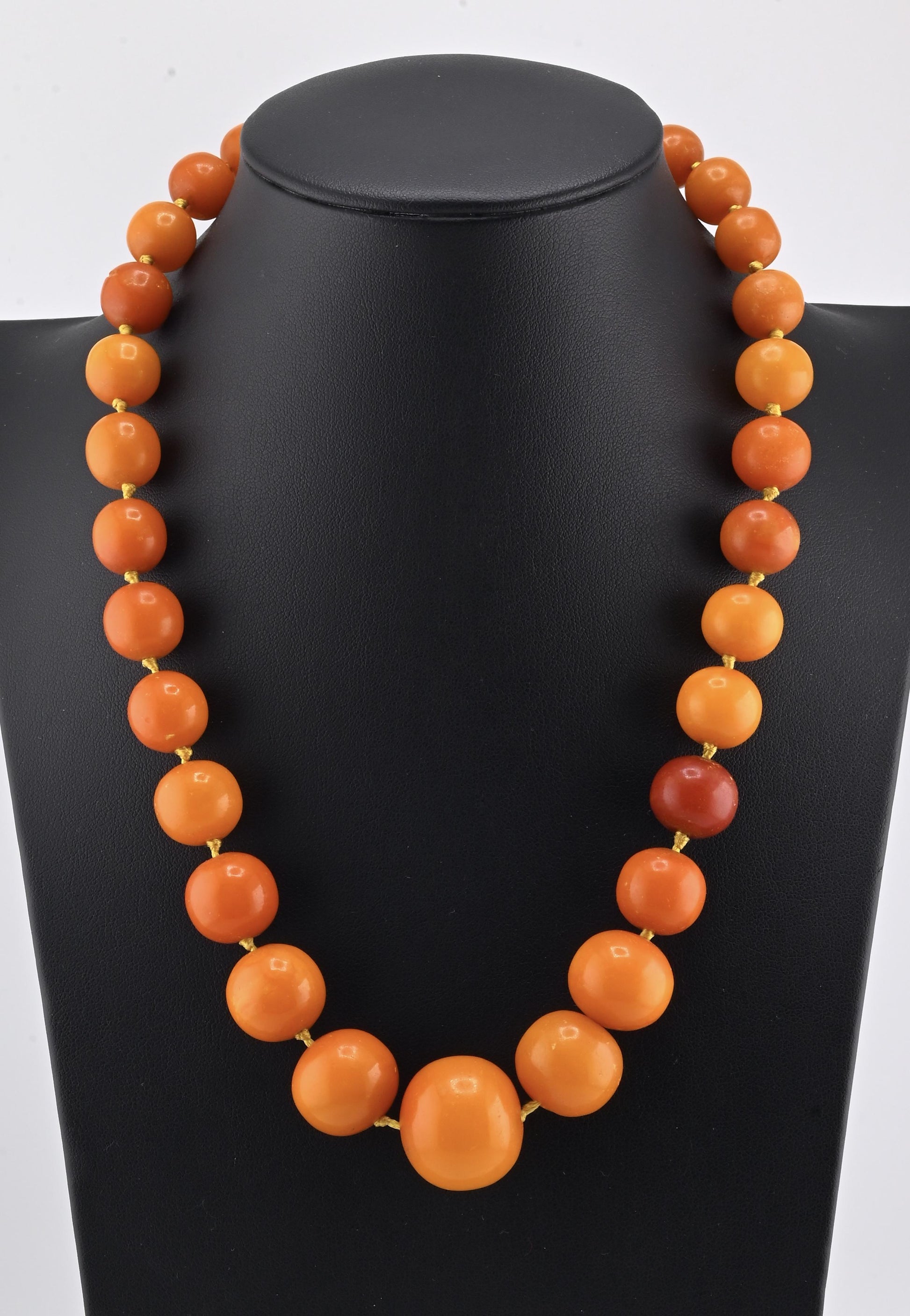 Antique Baltic Butterscotch Amber Graduated Bead Necklace - 48.53g - 19"