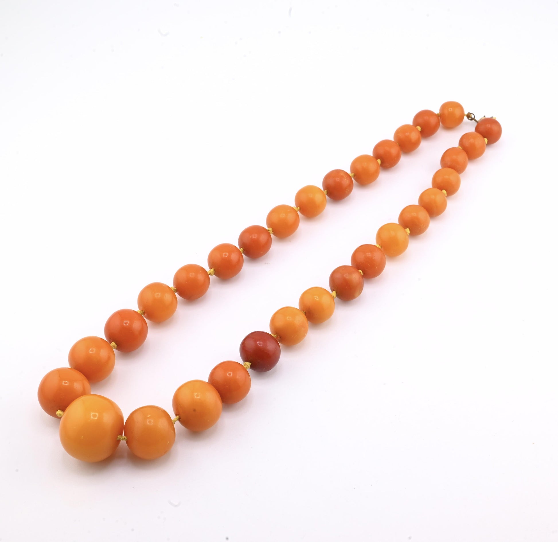 Antique Baltic Butterscotch Amber Graduated Bead Necklace - 48.53g - 19"