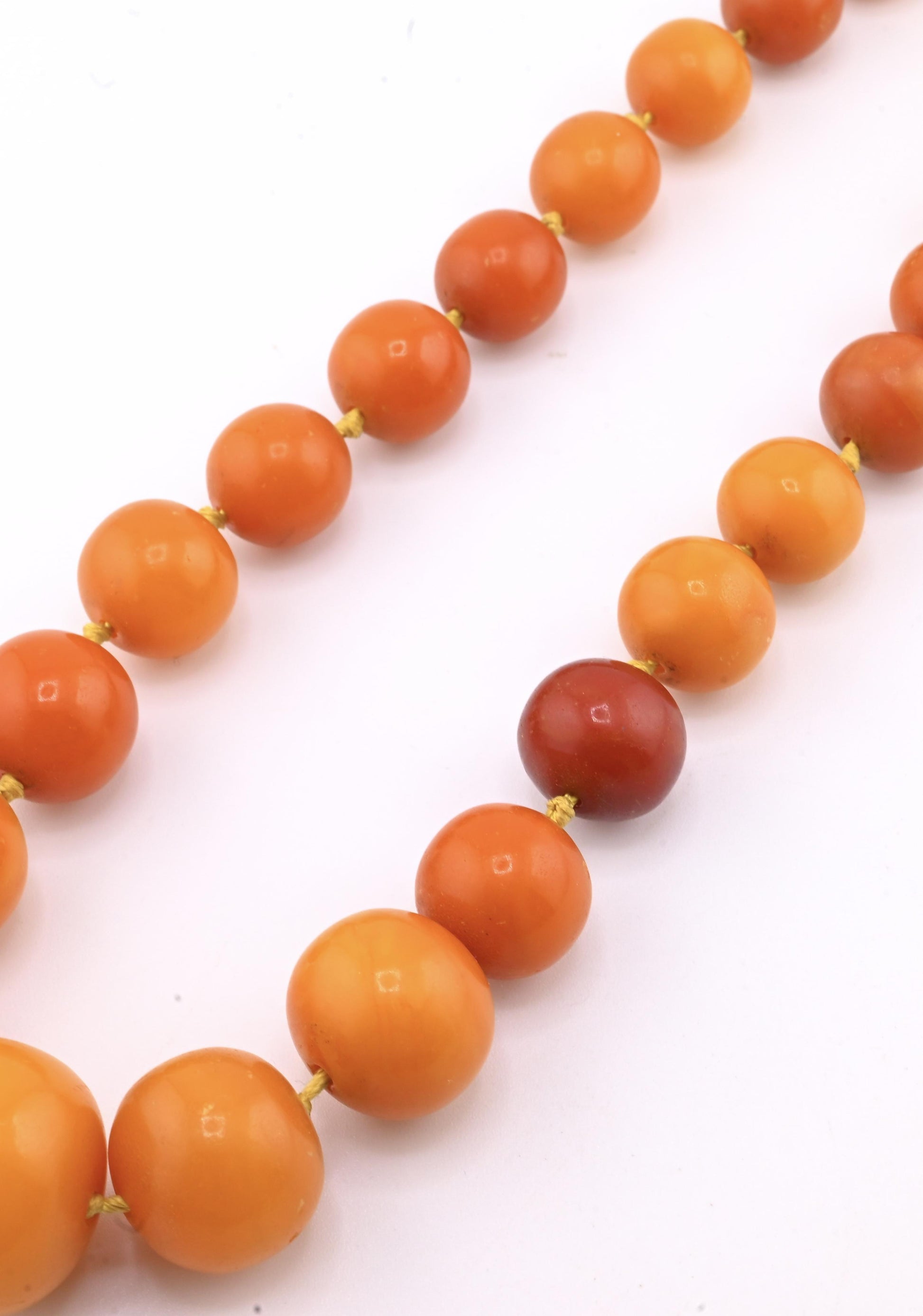 Antique Baltic Butterscotch Amber Graduated Bead Necklace - 48.53g - 19"